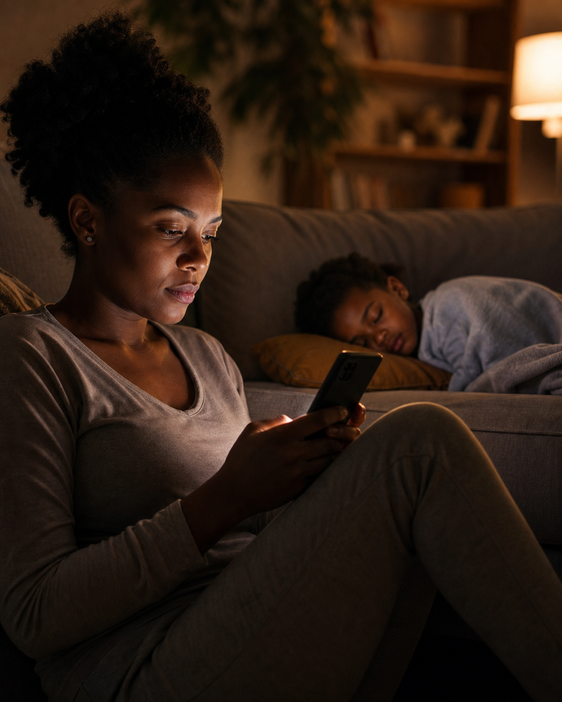 Mother looking for answers at night