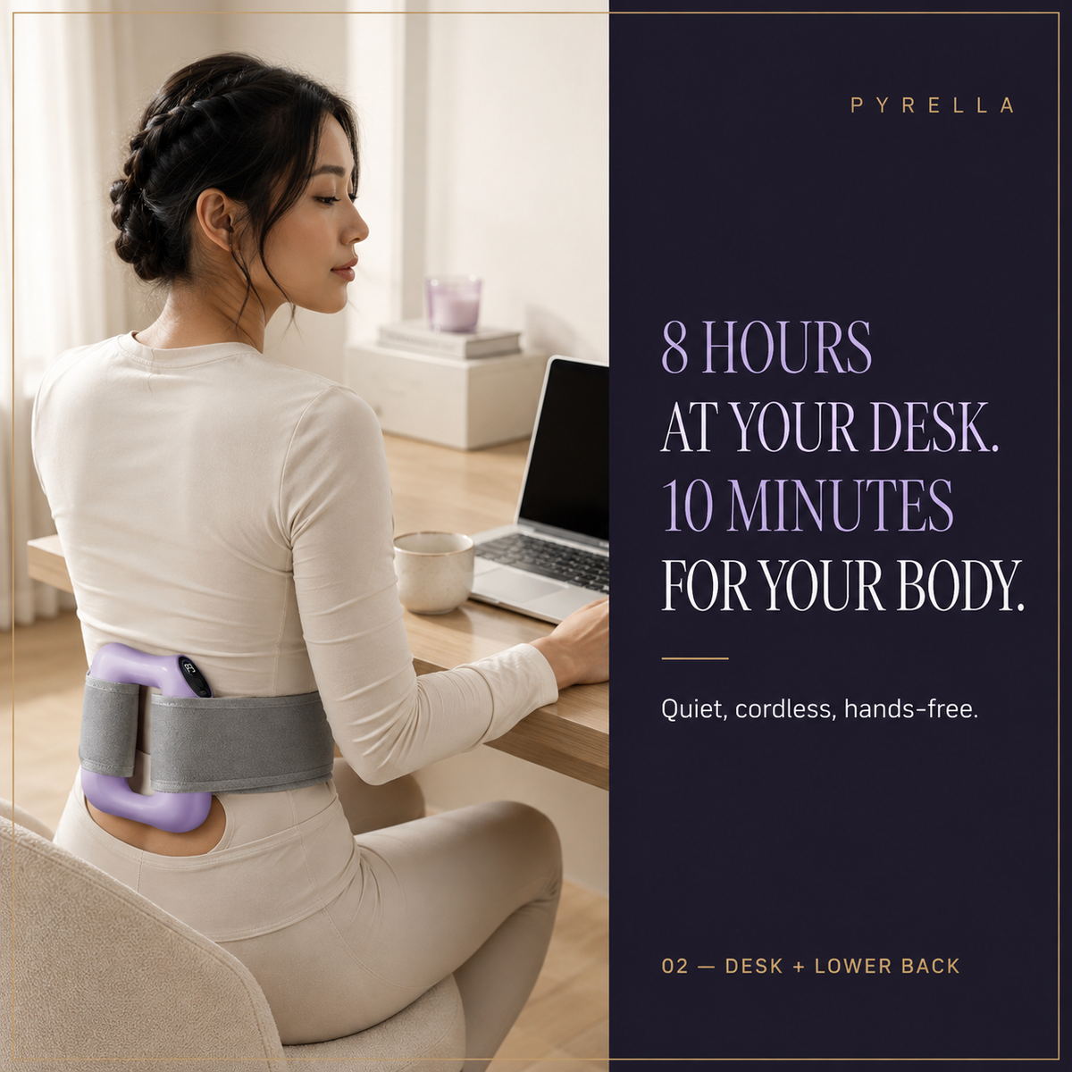 Premium Pyrella Body Ring desk and lower-back lifestyle image