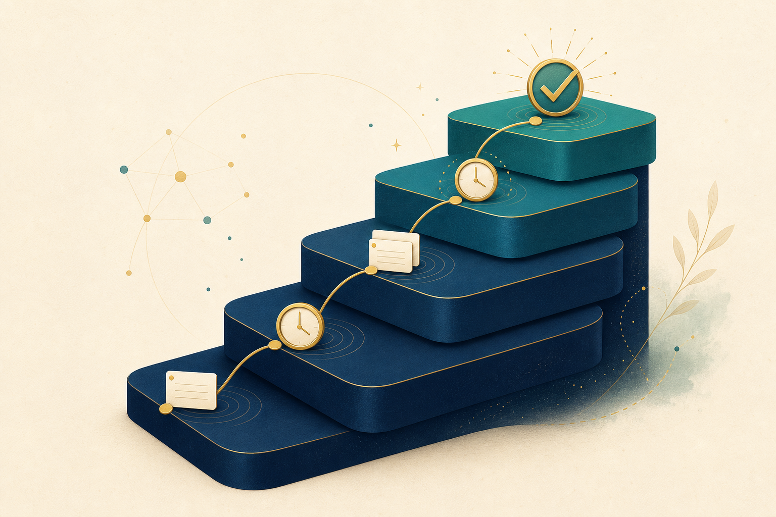 Illustration of spaced practice building memory over time
