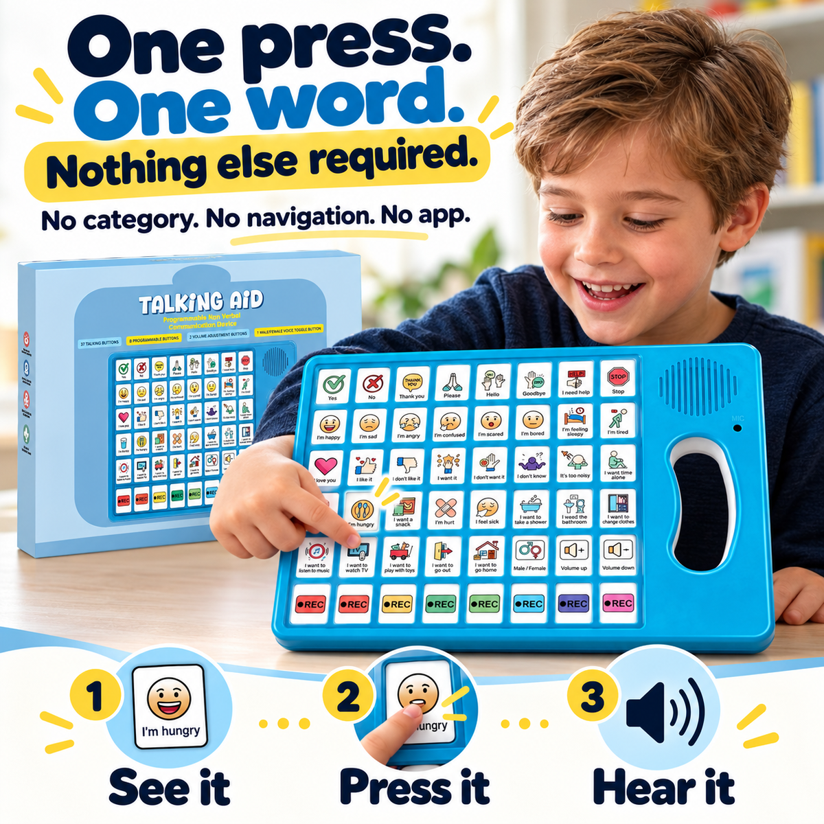 One press one word VoiceFirst use