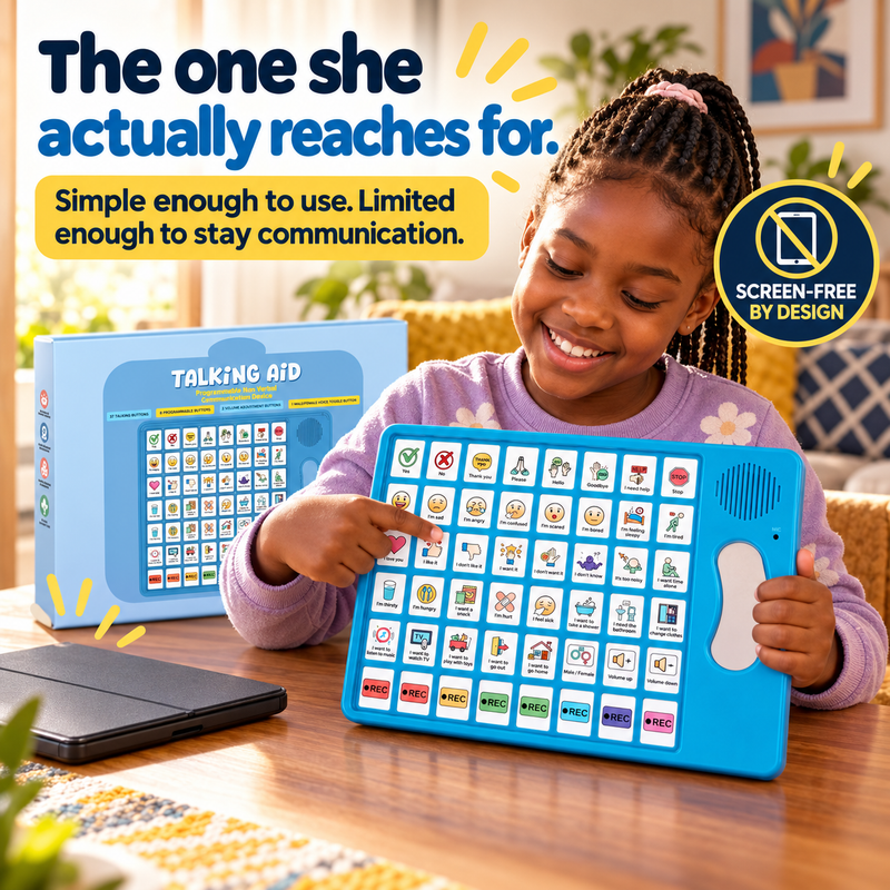 Older child independently using VoiceFirst